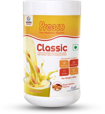 PRO360 Classic Nutritional Protein Health Drink Supplement Powder for Men and Women - Kesar Badam Flavour(200 g)