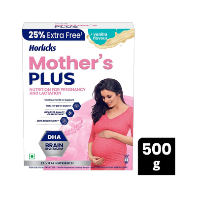 Horlicks Mother's Plus Vanilla BIB,For Pregnancy & Lactation(500 g)