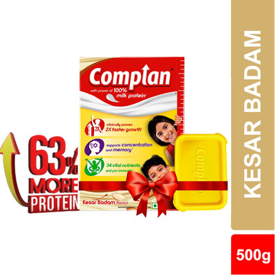 COMPLAN Nutrition Drink Powder for Children, Kesar Badam Carton with Tiffin Box(500 g)