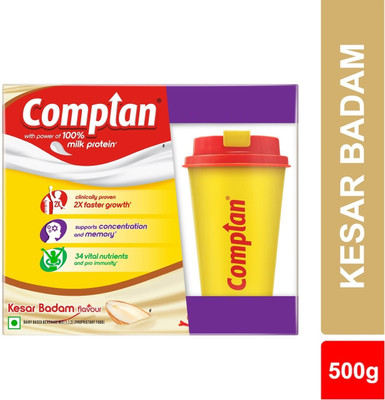COMPLAN Nutrition Drink Powder for Children, Kesar Badam Flavour, Carton with Shaker(500 g)