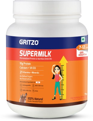 Gritzo SuperMilk Height+ (7-12y Girls), 10g Protein (Double Chocolate)(1 kg)