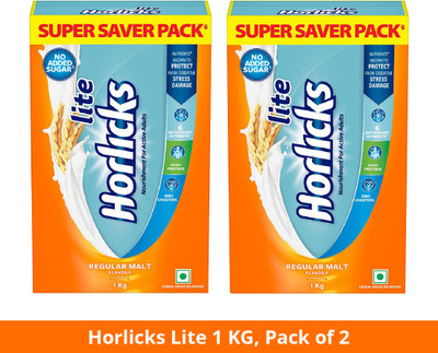 Lite Horlicks Regular Malt (1 kg), Pack of 2 (2 kg)(2 x 1 kg)