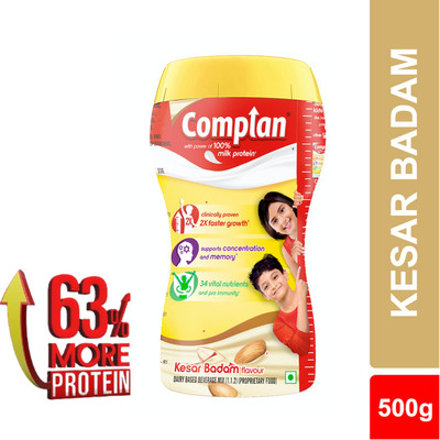 COMPLAN Nutrition Drink Powder for Children, Kesar Badam Flavour, Jar(500 g)