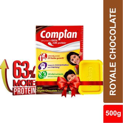 COMPLAN Nutrition Drink Powder for Children, Royale Chocolate Carton with Tiffin Box(500 g)