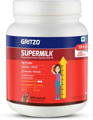 Gritzo SuperMilk Height+ ( 13+y Girls), 13g Protein (Double Chocolate)(1 kg)