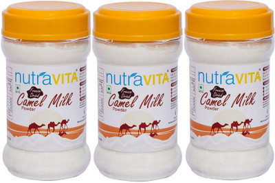 Nutra Vita Camel  Three Units of 100 G Each (Freeze Dried,Gluten Free, No Additives, No Preservatives) Packed in Reusable PET Bottles Flavored Milk Powder(300 g, Pack of 3)