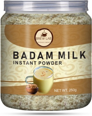 Brew Lab Delicious Ready to Use Badam Milk Mix with Real pieces of Badam and Flavour of Kesar, Pista, Elaichi | Almond Milk | Flavored Milk Powder |(250 g)