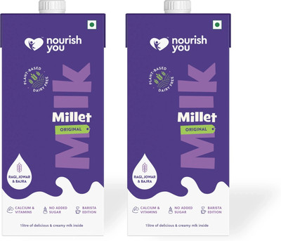 Nourish You Plant Based Millet Mlk With Goodness of Ragi, Jowar, Bajra & Oats 1000ml Each Normal(2 x 1000 ml)