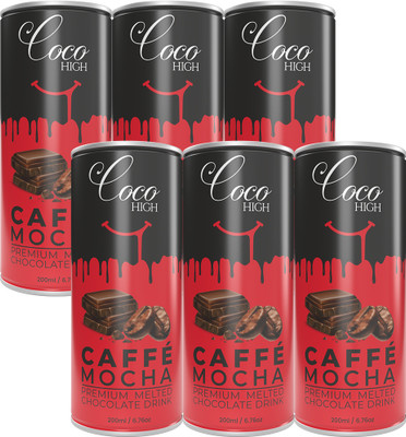 COCOHIGH Caffe Mocha Chocolate Milkshake with Real Chocolate Milkshake 200 ML Pack of 6(6 x 200 ml)