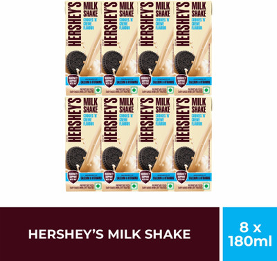 HERSHEY'S Hershey's Cookies N Crme Milkshake | Pack of 8 | 180ml each(8 x 22.5 ml)