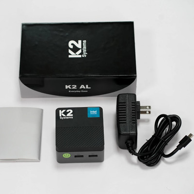 K2 Systems K2 AL mini pc - Windows 11 Pro, Intel N97, Intel N97, 4C/4T, 7nm Max Turbo Frequency 3.6GHz 6 MB L3 Cache TDP 12W, 12 GB LPDDR5 4800MT/s, 256 GB SATA SSD Mini PC(Black)