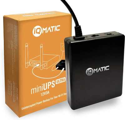 iQmatic Mini UPS Ultra 12V (0.5A-3A)WiFi Router Ups I Broadband Modem |Backup Upto 6 Hr Power Backup for Router