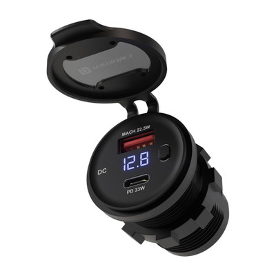 Portronics Spark Phone Charger for Scooters & Motorcycles, 33W Type C, 22.5W USB 3 A Bike Mobile Charger