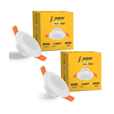 Jaquar 3W Pearl Plus Round Downlight - Warm (Pack of 2) Ceiling Light Ceiling Lamp(White)