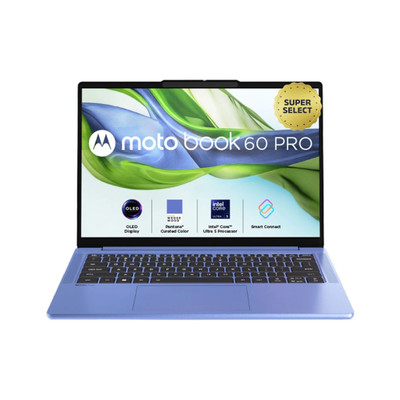 MOTOROLA Motobook 60 Pro Full Metal AI PC WUXGA OLED Intel Core Ultra 5 225H - (16 GB/512 GB SSD/Windows 11 Home) 14IAH101 Thin and Light Laptop(14 inch, PANTONE Wedgewood, 1.39 kg, With MS Office)
