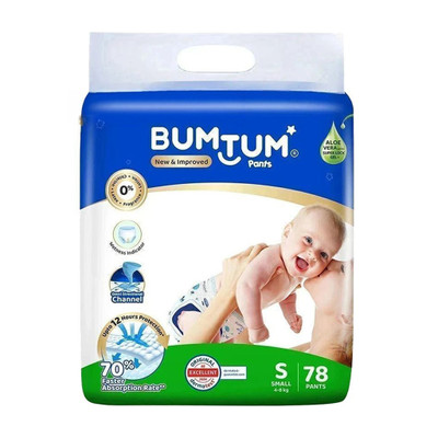 BUMTUM Double Layer Protection Pant Diapers - S(78 Pieces)
