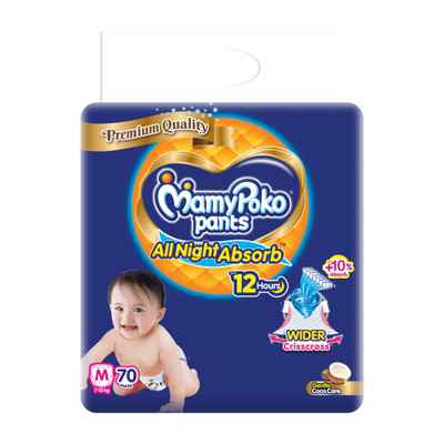MamyPoko All Night Absorb, Coco Care Pant Diapers - M(70 Pieces)