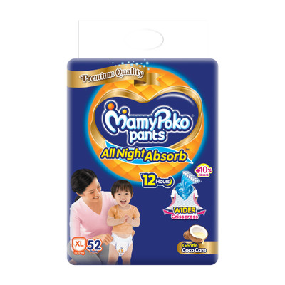 MamyPoko All Night Absorb, Coco Care Pant Diapers - XL(52 Pieces)
