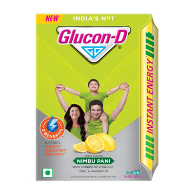 GLUCON-D Nimbu Pani with 3 Benefits of Energy, Recovery, and Immunity, Refill Energy Drink(450 g, Nimbu Pani Flavored)