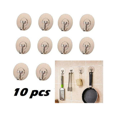 XBEY Self Adhesive Wall Hooks Heavy Duty Nail Free Sticky Hanger Hook 10(Pack of 10)