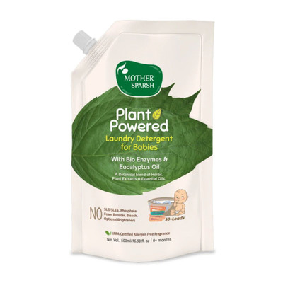 Mother Sparsh Baby Laundry Liquid Detergent (Powered by Plants) with Bio - Enzymes and Eucalyptus Oil, Refill Pack (500ml) Multi-Fragrance Liquid Detergent(500 ml)