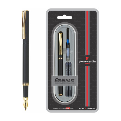 PIERRE CARDIN Golden Eye Matte Black Finish Exclusive | Metal Body With Attractive Look Fountain Pen(Ink Color - Blue)