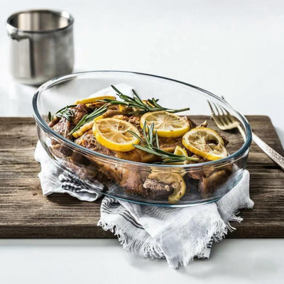 Femora Borosilicate Glass Ova (1600 ML) Baking Dish(Microwave Safe)
