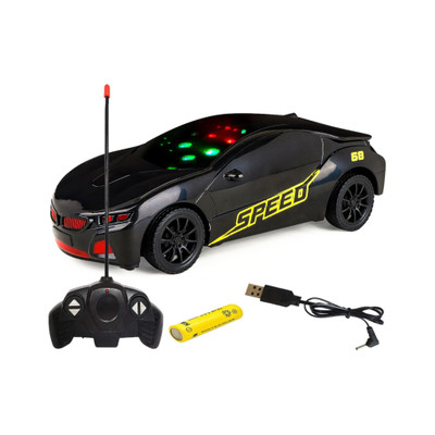 CADDLE & TOES Famous Car Remote Control 3D with LED Lights, Chargeable(Black)