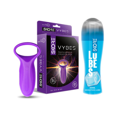 SKORE Vybes Rechargeable Vibrating Personal Massager with Cool Lube(Pack of 2 For Men & Women)
