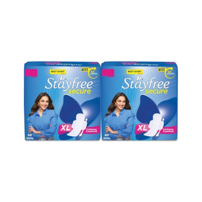 STAYFREE Secure XL Cottony Cover Sanitary Pad(Pack of 80) Combo pack Sanitary Pad(Pack of 80)
