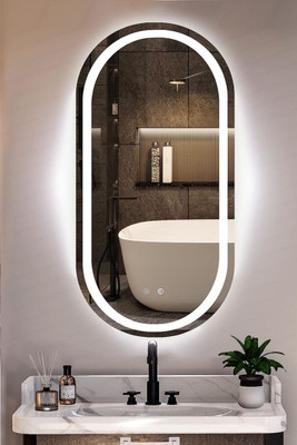 Desireglass Stylish LED Mirror with Touch Sensor 3 Colour Mode (Warm, Natural, Blue) Lighted Mirror(God Finish : Polished)