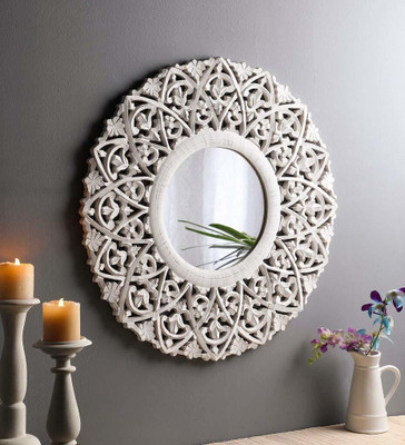 VAS Collection Home FR2 Bathroom Mirror(Round Finish : White Wash)