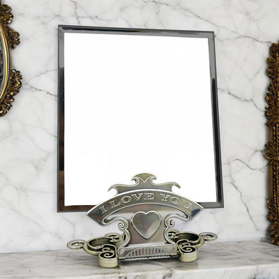 KRESHU new_Adjustable Stand HD Dresser Mirror Portable Table top-268 Decorative Mirror(Square Finish : Polished)