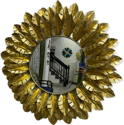Rjkart SA-7267 Decorative Mirror(Round Finish : SHINY GOLD FOIL)