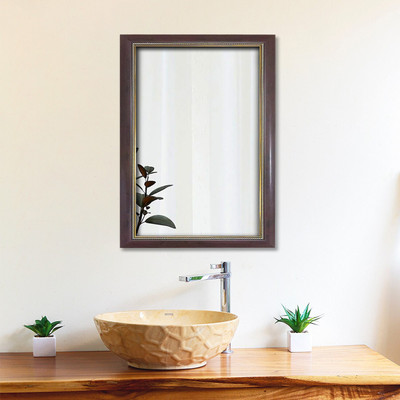 Painting Mantra Plain Smooth Finish Wall Mount Rectangular (13x19 Inch) Coffee Brown Decorative Mirror(Rectangle)