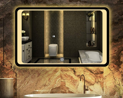 Khushi Decors Touch Sensor LED Bathroom Mirror with Light-Wall Mounted Backlit- 24 x 18 Inch Lighted Mirror(Rectangle Finish : Polished)