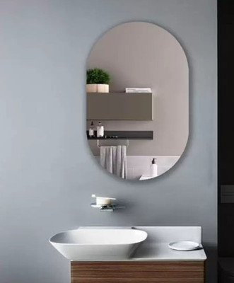 Adinath Creators 12X18 Inch Capsule shape polished Bathroom Mirror(Decorative)