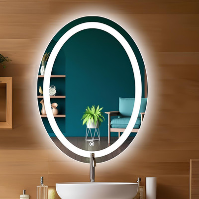 NABAB Led Mirror for bathroom ovel shape Wash Basin|| Size 18x24, Bedroom Lighted Mirror(Oval Finish : Polished)
