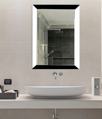 Stuthi Arts Wall White & Black Mirror-01 Decorative Mirror(Rectangle)