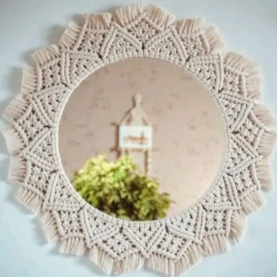 Noorhandcrafted MACRAME MIRROR**015 Decorative Mirror(Round)