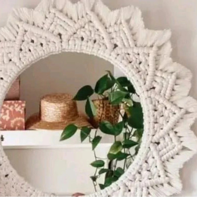 NOOR HANDICRAFT MACRAME MIRROR**014-11-Mirror 11 Decorative Mirror(Round)