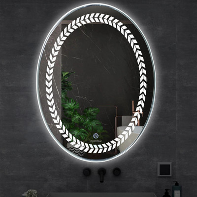 Impulse by Plantex LED Mirror Glass with Sensor for Bathroom/3 Tone Light- (18x24 inch) Lighted Mirror(Oval Finish : Unfinished)
