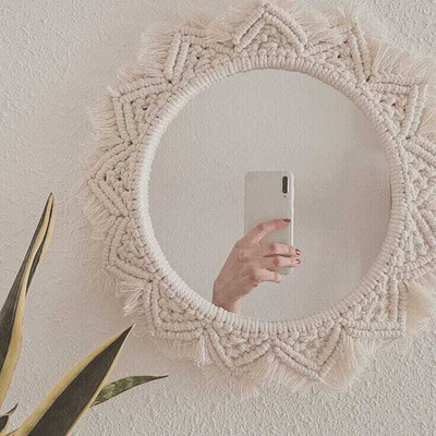 NOOR HANDICRAFT MACRAME MIRROR**012-11-Mirror 11 Decorative Mirror(Round)