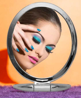 bandhan 2-Way Magnifying Handle Mirror for Make Up and Grooming - M143 Magnifying Mirror(Round)