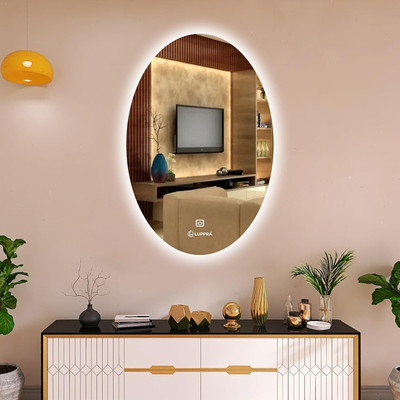 LUPPRA 12x18 Inch Oval Led Light Wall Decor Makeup Room Bathroom Mirror(Oval Finish : Polised)