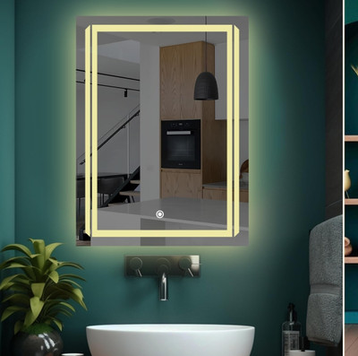 Desireglass Designer LED Mirror with sensor for bathroom 3 Tone Light (18×24) Decorative Mirror(Decorative Finish : Polished)