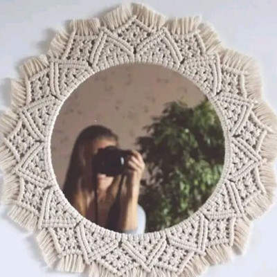 Chauhan MACRAME MIRROR**016-11-Mirror 11 Decorative Mirror(Round)