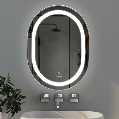 Plantex LED Mirror For Room with Touch Sensor/Designer Mirror for Bathroom(18x24 Inch) Lighted Mirror(Oval)