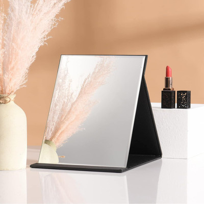 FLOXIT Folding Mirrors Travel Mirror with Adjustable Stand Decorative Mirror(Rectangle Finish : Glossy)