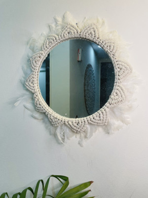 smart heart Mirror-10 Decorative Mirror(Round Finish : White Wall Decor Mirror For Home)